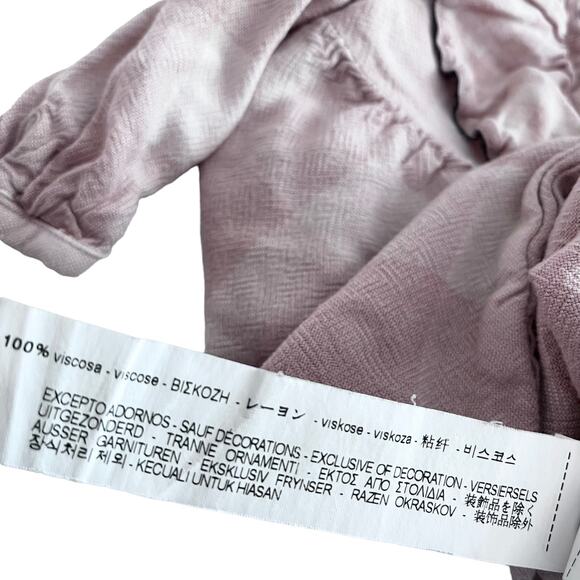 Zara girls ecru light peach ruffle plaid blouse size 9-12 - Picture 6 of 6